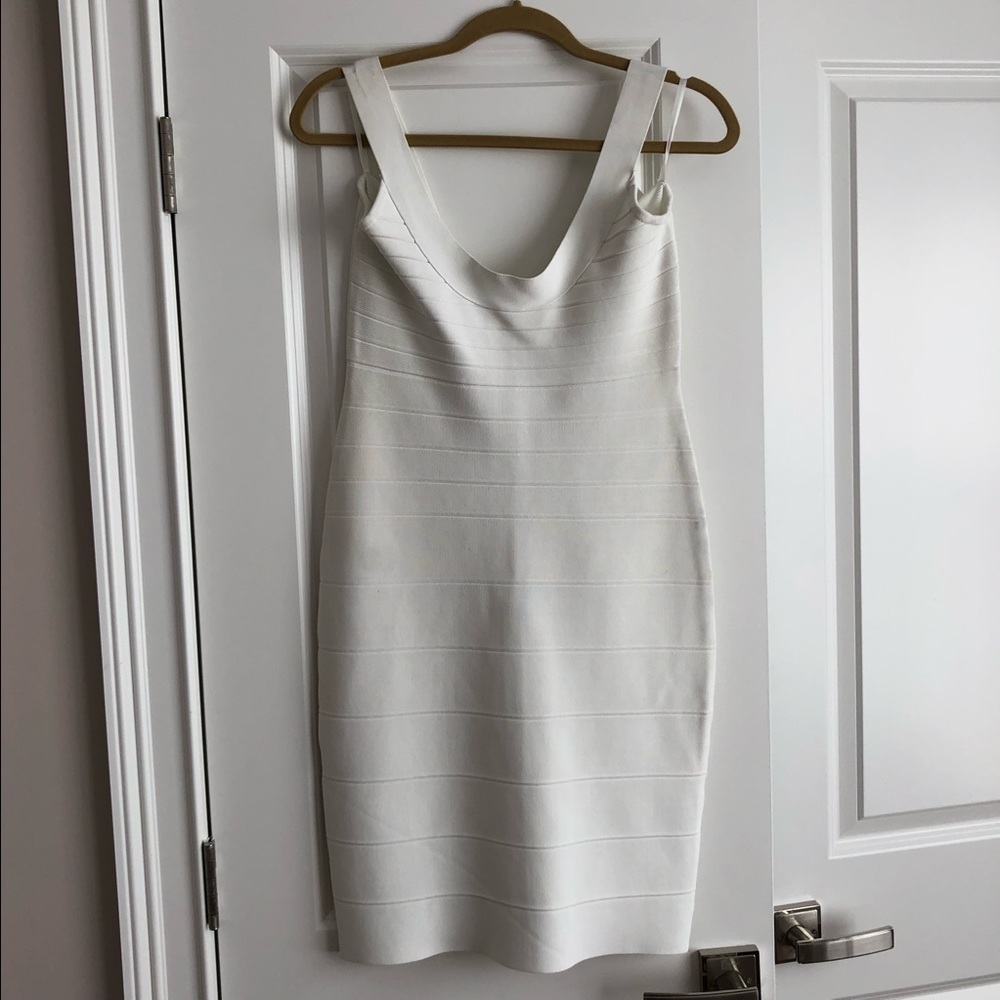 Herve Leger White Classic Bandage Dress